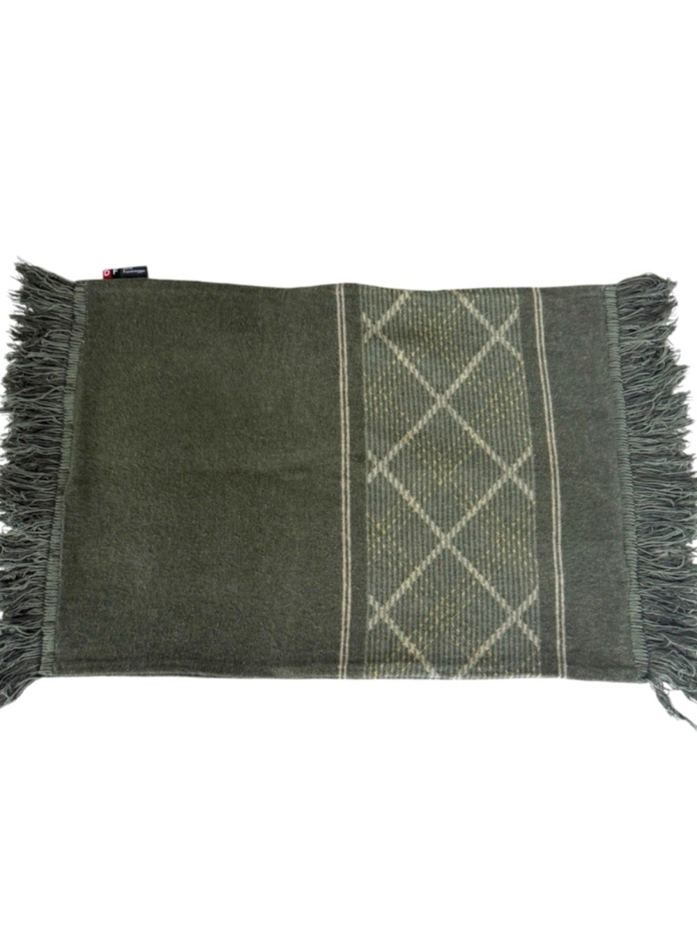 David Fussenegger Pillow Cover Olive Green Geometric Fringe Cabin Decor Austria